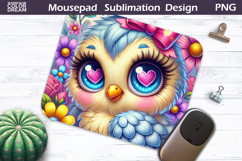 Cute Bird Floral Mousepad | Funny Bird Sublimation Product Image 1