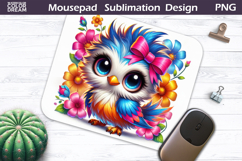 Cute Bird Floral Mousepad | Funny Bird Sublimation Product Image 1