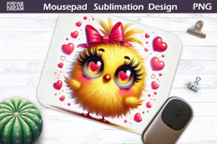 Cute Bird Heart Mousepad | Funny Owl Sublimation Product Image 1