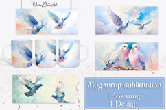 Vintage Pigeons Birds Mug Wrapper | Sublimation coffee cup Product Image 1