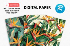 Bird Of Paradise Digital Paper, Paradise Background Product Image 1