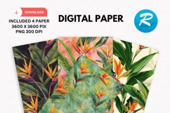 Bird Of Paradise Digital Paper, Paradise Background Product Image 1