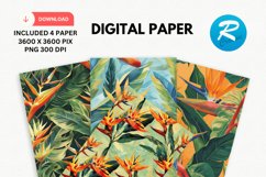 Bird Of Paradise Digital Paper, Paradise Background Product Image 1