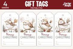 bird on snow gift tags