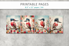 cute patchwork birds for kids art Product Image 2