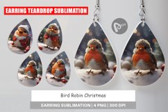 Earring teardrop Bird Robin Christmas Product Image 1
