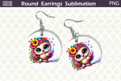 Bird Round Earrings | Bird Floral Earrings Sublimation Product Image 1
