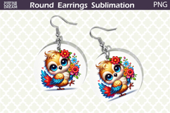 Bird Round Earrings | Bird Floral Earrings Sublimation Product Image 1