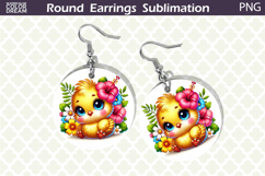 Bird Round Earrings | Bird Floral Earrings Sublimation Product Image 1