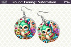 Bird Round Earrings | Bird Floral Earrings Sublimation Product Image 1