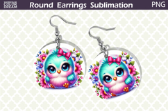 Bird Round Earrings | Bird Floral Earrings Sublimation Product Image 1