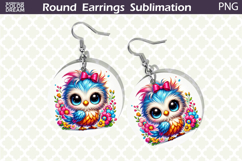 Bird Round Earrings | Bird Floral Earrings Sublimation Product Image 1