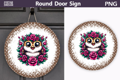 Cute Owl Round Door Sign | Floral Porch Decor Product Image 1