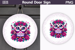 Cute Owl Round Door Sign | Floral Farmhouse Decor Product Image 1