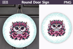 Cute Owl Round Door Sign | Floral Farmhouse Decor Product Image 1