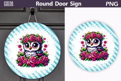 Floral Owl Round Door Sign | Spring Porch Decor Product Image 1