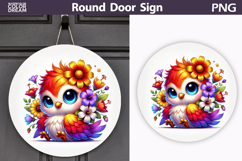 Bird Floral Round Sign | Spring Bird Flowers Sublimation Product Image 1