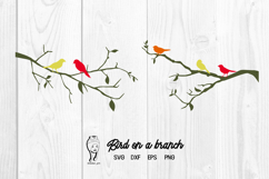 Bird on a branch silhouette svg Product Image 1