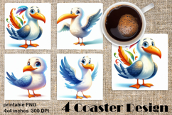 Cute bird Coaster Sublimation | Bird Square Coaster Product Image 1