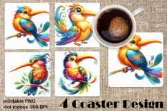 Cute bird Coaster Sublimation | Bird Square Coaster Product Image 1