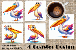 Cute bird Coaster Sublimation | Bird Square Coaster Product Image 1