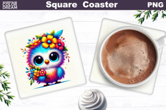 Cute Bird Floral Square Coaster | Funny Bird Sublimation Product Image 1
