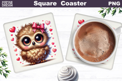 Cute Bird Floral Square Coaster | Funny Bird Sublimation Product Image 1