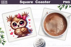 Cute Bird Floral Square Coaster | Funny Bird Sublimation Product Image 1