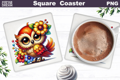 Cute Bird Floral Square Coaster | Funny Bird Sublimation Product Image 1