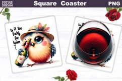 Funny Wine Quote Square Coaster | Funny Bird Coaster Product Image 1