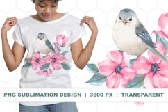 Bird with flowers. Watercolor PNG sublimation design Product Image 1