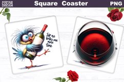 Funny Wine Quote Square Coaster | Funny Bird Coaster Product Image 1