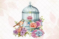 Birdcages With Flowers Watercolor Sublimation Clipart Product Image 2