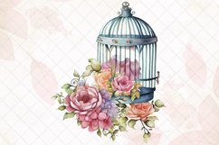 Birdcages With Flowers Watercolor Sublimation Clipart Product Image 5