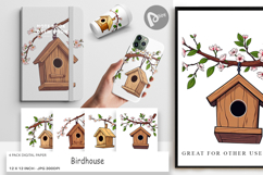 Digital Paper Spring Birdhouse Product Image 1