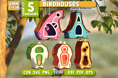 Wooden Birdhouses Laser Cut Bundle, Garden Decoration SVG Product Image 1