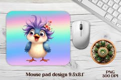 Cute funny bird mouse pad | Animal mouse pad | Mouse mat PNG Product Image 1