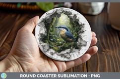 GorgeousBirds 01 3D Hole Round Coaster design.