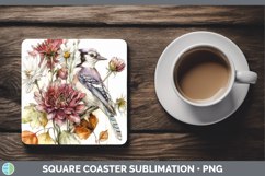 GorgeousBirds 01 Autumn Floral Square Coaster design.