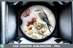 GorgeousBirds 01 Autumn Floral Car Coaster design.
