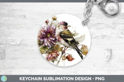 GorgeousBirds 01 Autumn Floral Keychain design.