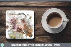 GorgeousBirds 01 Autumn Floral Square Coaster design.