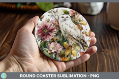 GorgeousBirds 01 Autumn Floral Round Coaster design.