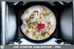 GorgeousBirds 01 Autumn Floral Car Coaster design.