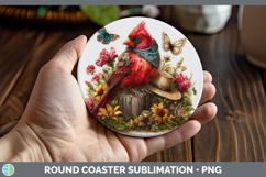 GorgeousBirds 01 Bandana Summer Round Coaster design.