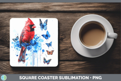 GorgeousBirds 01 Blue Drips Square Coaster design.