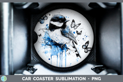 GorgeousBirds 01 Blue Drips Car Coaster design.