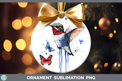 GorgeousBirds 01 Blue Drips Ornament design.