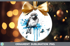 GorgeousBirds 01 Blue Drips Ornament design.