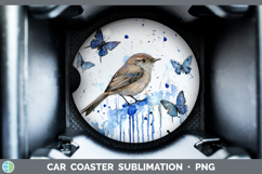 GorgeousBirds 01 Blue Drips Car Coaster design.